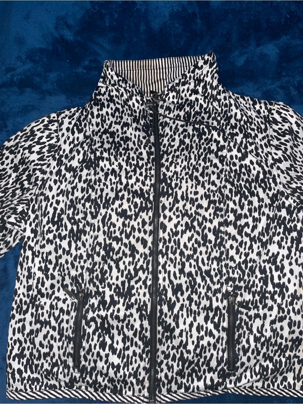 Ruby Rd. Black & White Leopard Print Bomber Jacket